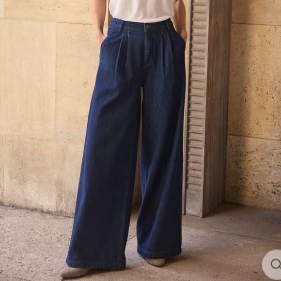 Wrap London wide leg soft jeans high rise tailored pleated ZU50 size 8 - Picture 1 of 13